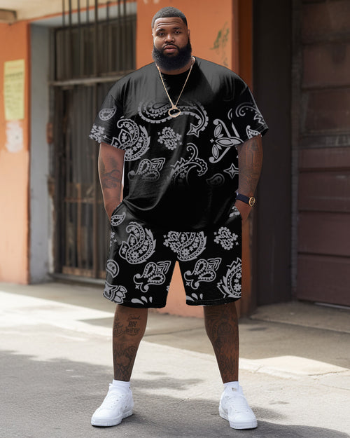 Big & Tall Floral T-Shirt Shorts Set for big men view 1