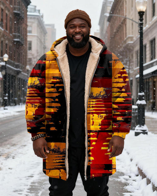 Big & Tall Red Yellow Geometric Hoodie for big men view 2
