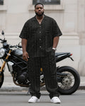 Big & Tall Black Geometric Graphic T-Shirt Pants Set for big men view 1