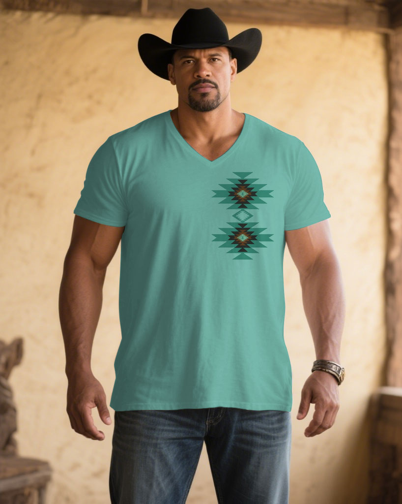 Big & Tall Green Western T-Shirt for big men view 1