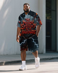 Big & Tall Graphic Polo Shorts Set for big men view 1