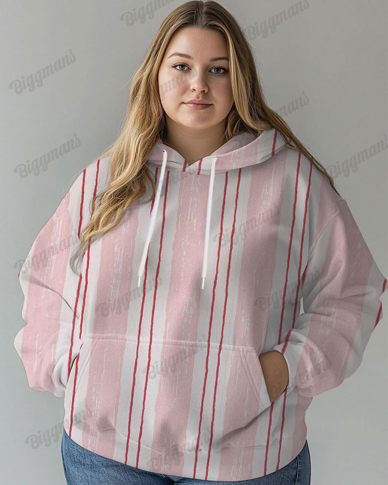 Big & Tall Pink Colorblock Striped Hoodie for big men