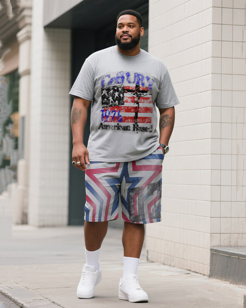 Big & Tall Gradient T-Shirt Shorts Set for big men view 1