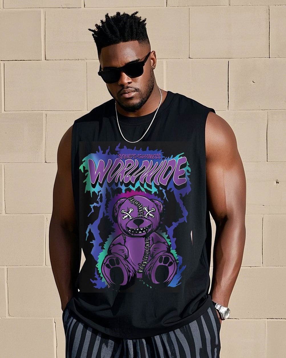 Big & Tall Graphic Vest Pants Set for big men view 2