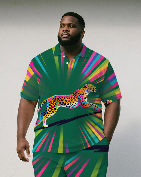 Big & Tall Streetwear Polo Shorts Set for big men view 2