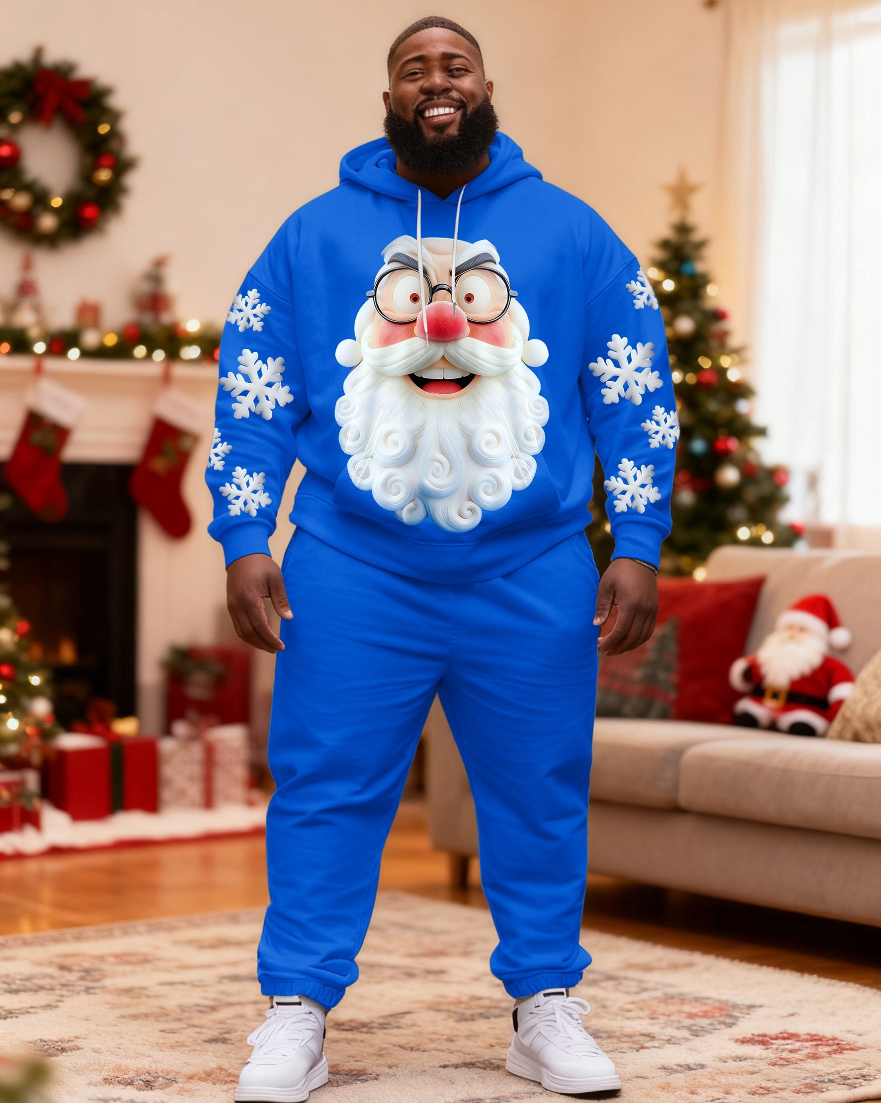 Big & Tall Graffiti Streetwear Hoodie Sweatpants Set for big men view 1