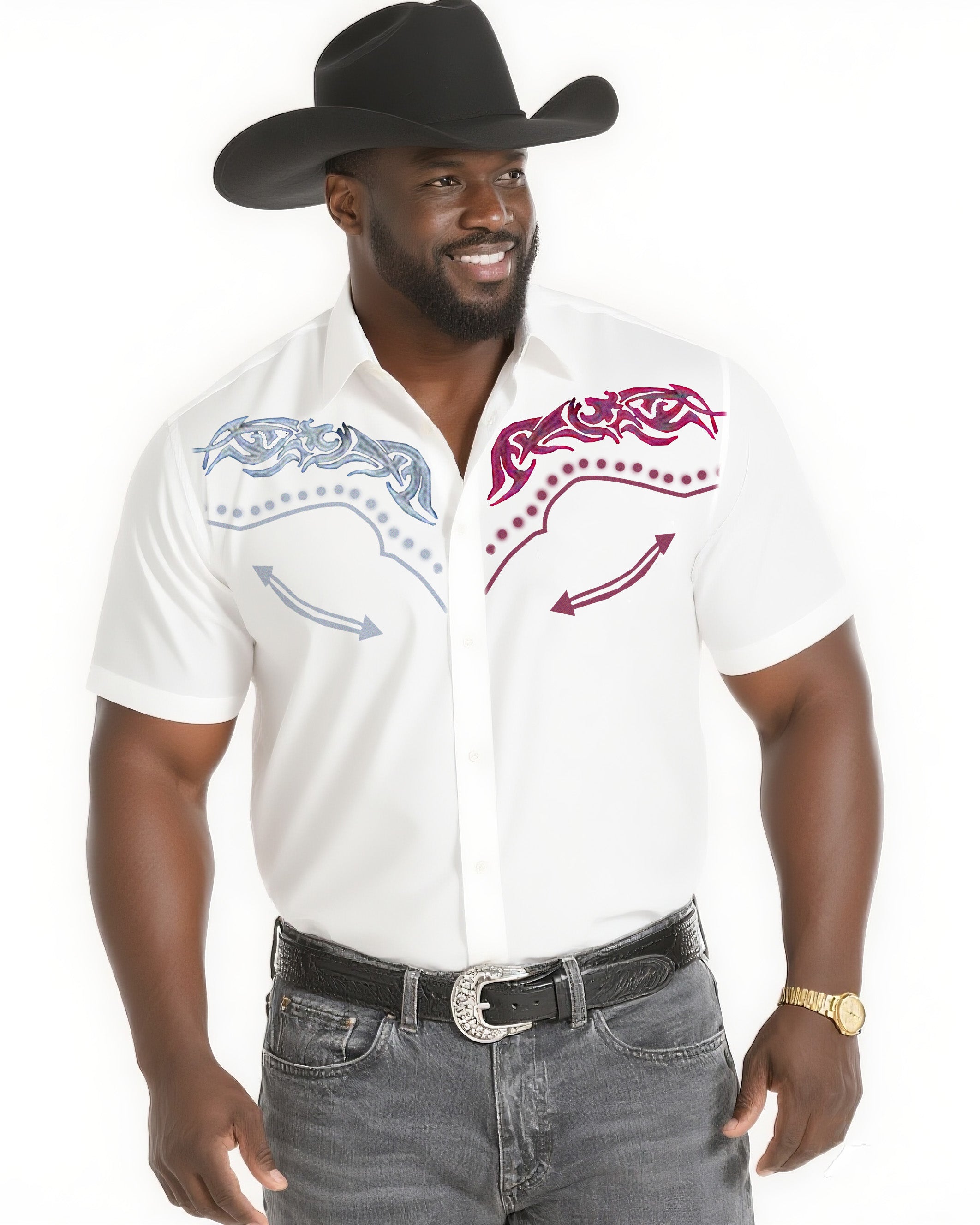 Big & Tall Western Short Sleeve Shirt for big men view 3
