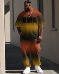 Big & Tall Gradient Graphic T-Shirt Pants Set for big men view 1