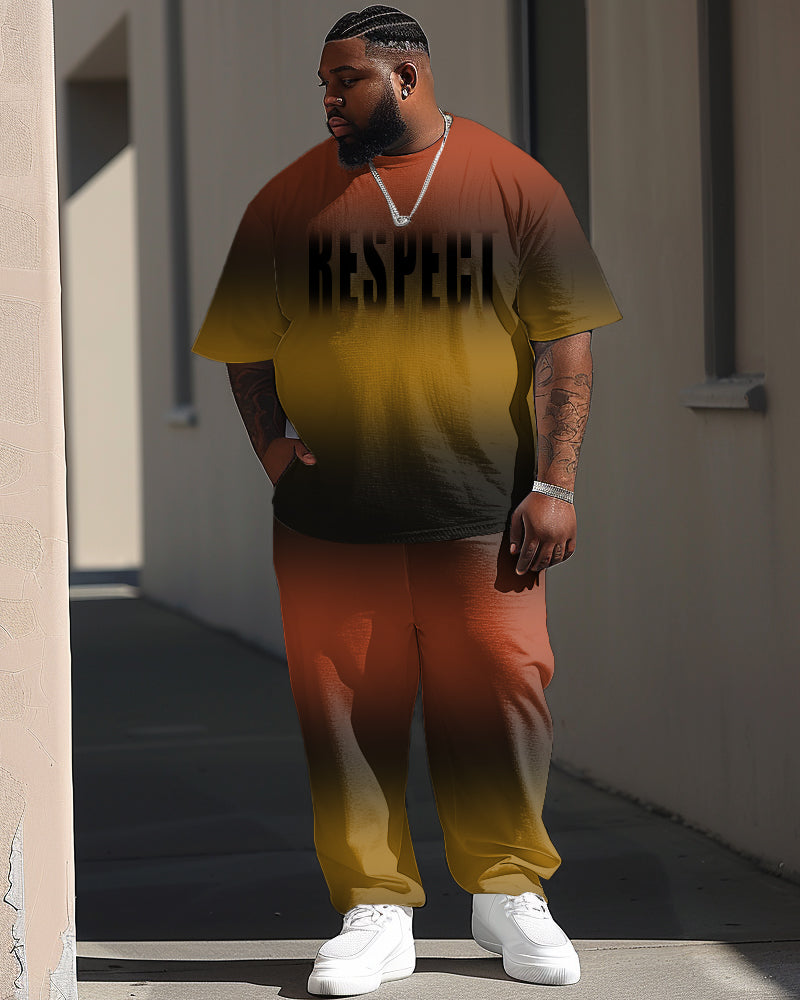 Big & Tall Gradient Graphic T-Shirt Pants Set for big men view 1
