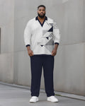 Big & Tall Black White Geometric Two-piece Set for big men view 1