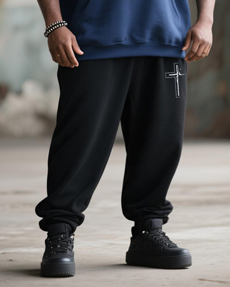 Big & Tall Graphic Streetwear Hoodie Sweatpants Set for big men view 3