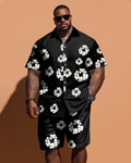 Big & Tall Denim Graphic Floral T-Shirt Shorts Set for big men view 1