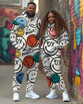 Big & Tall Graphic Smiley Hoodie Sweatpants Set for big men view 1