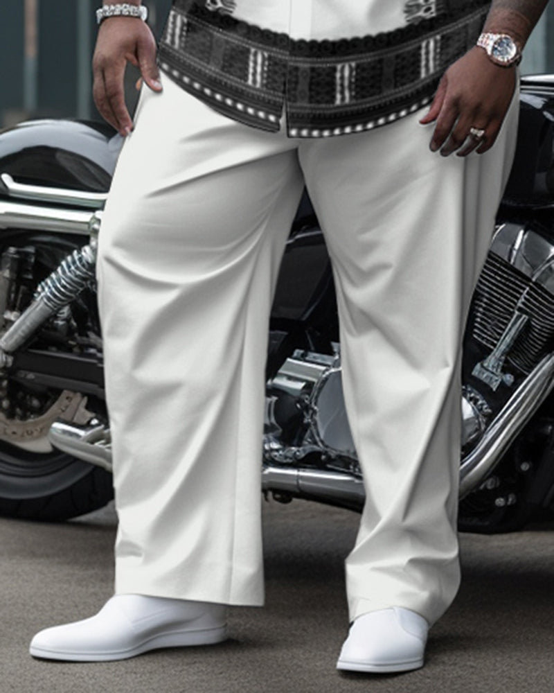 Big & Tall Black White Two-piece Set for big men view 3
