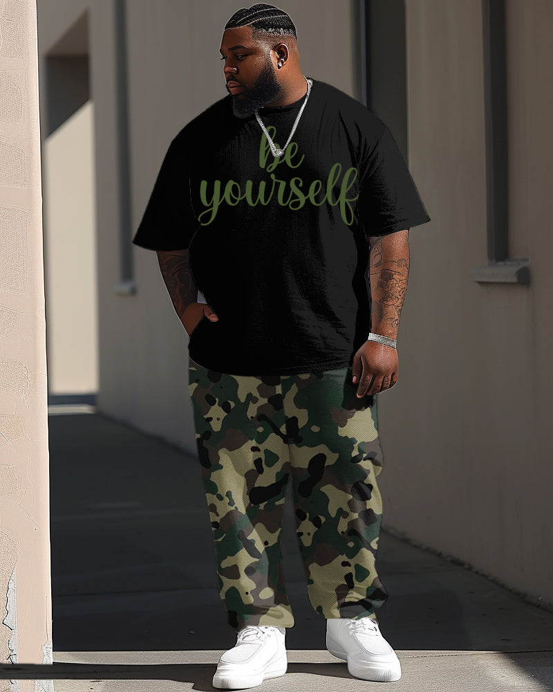 Big & Tall Graphic Camouflage T-Shirt Pants Set for big men view 1