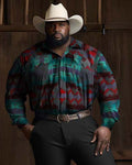 Big & Tall Western Denim Graphic T-Shirt Pants Set for big men view 2