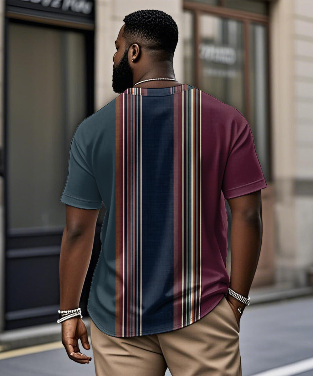 Big & Tall Blue Striped Graphic T-Shirt for big men view 2