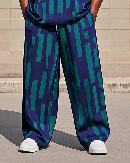 Big & Tall Striped Streetwear Vest Pants Set for big men view 3