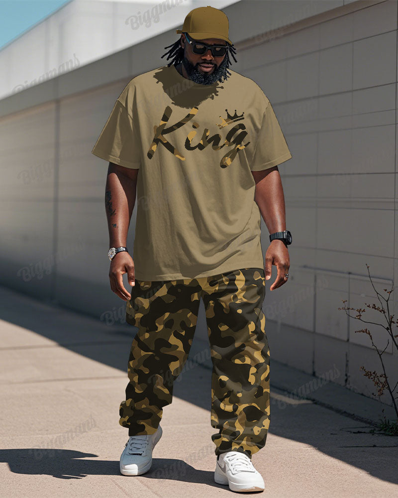 Big & Tall Graphic Camouflage T-Shirt Pants Set for big men view 1