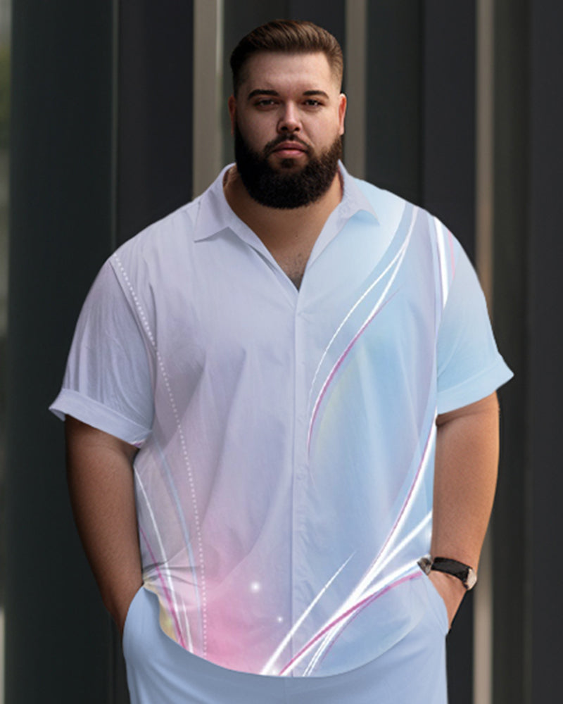 Big & Tall Geometric Graphic T-Shirt Pants Set for big men view 2