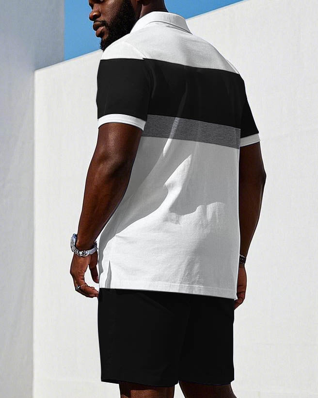 Big & Tall Black White Patchwork Jeans for big men view 4