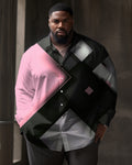 Big & Tall Colorblock Striped Shirt Pants Set for big men