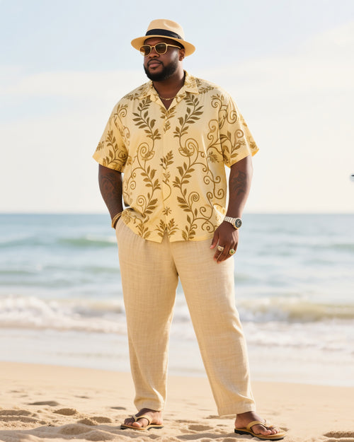 Big & Tall Hawaiian Vintage T-Shirt Pants Set for big men view 1