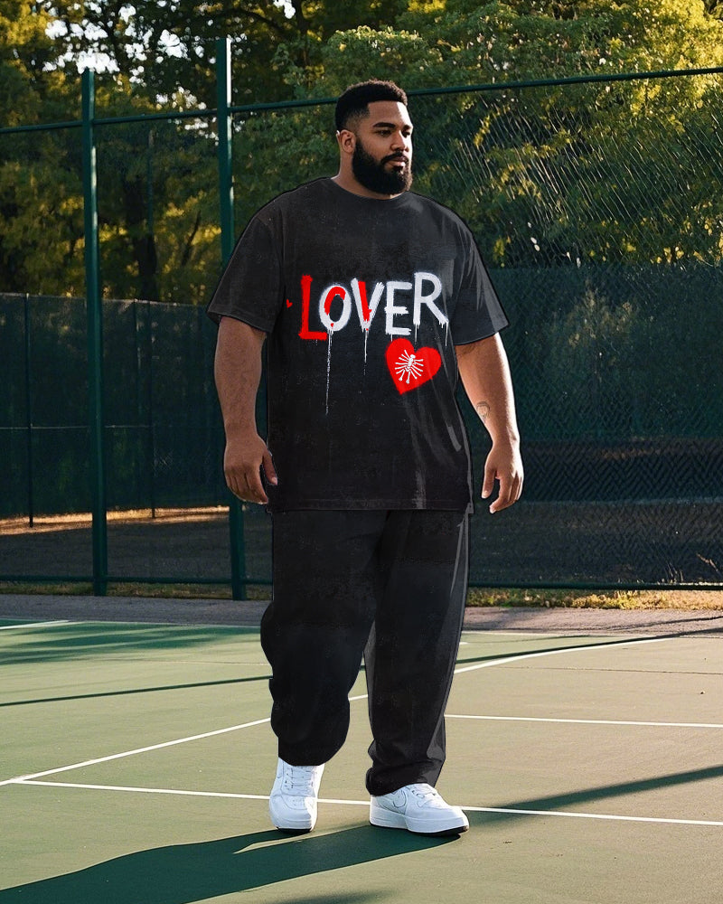 Big & Tall Graphic Graffiti T-Shirt Pants Set for big men view 1