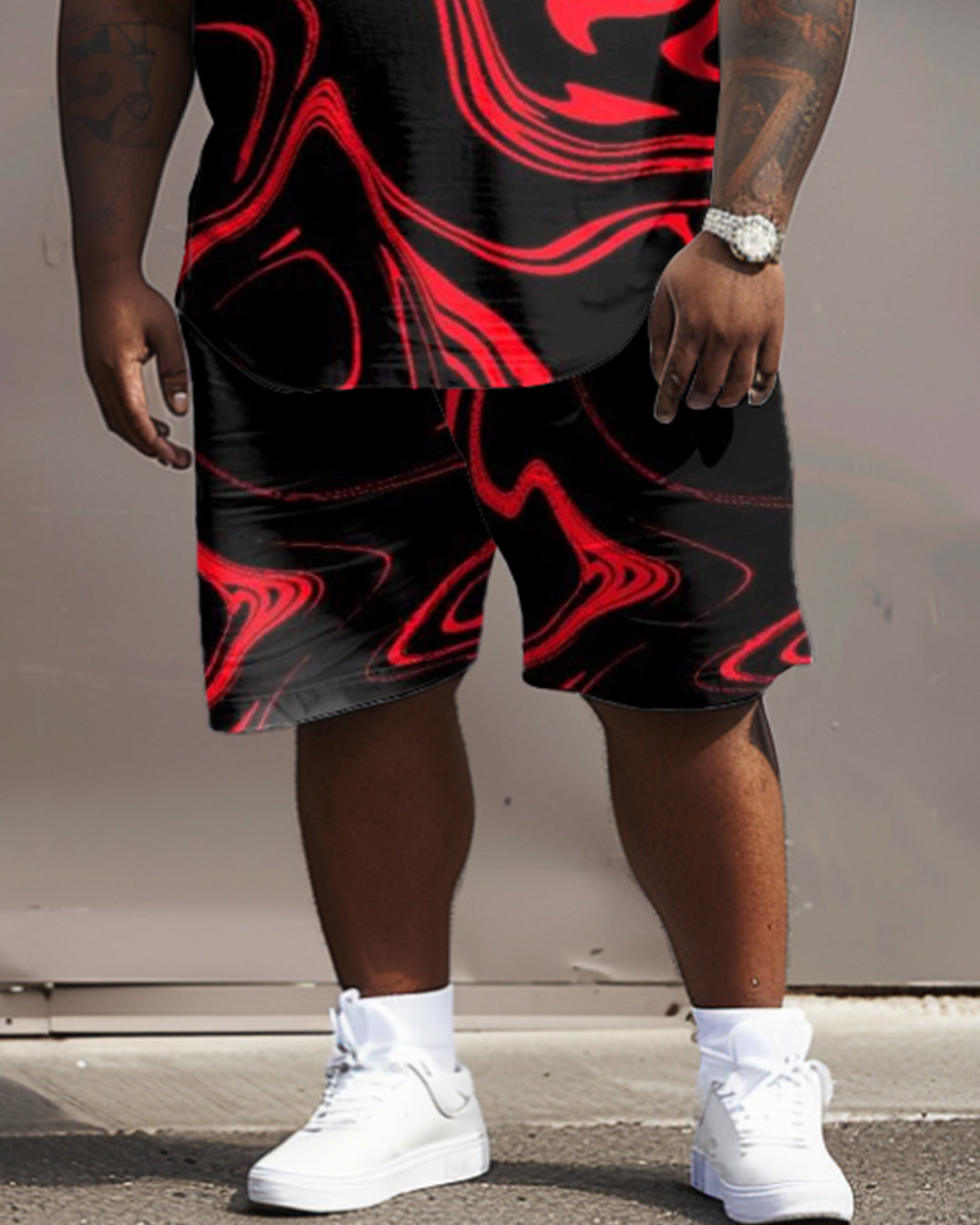 Big & Tall Graphic Streetwear Two-piece Set for big men view 4