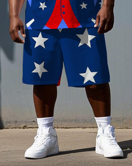 Big & Tall Graphic T-Shirt Shorts Set for big men view 3