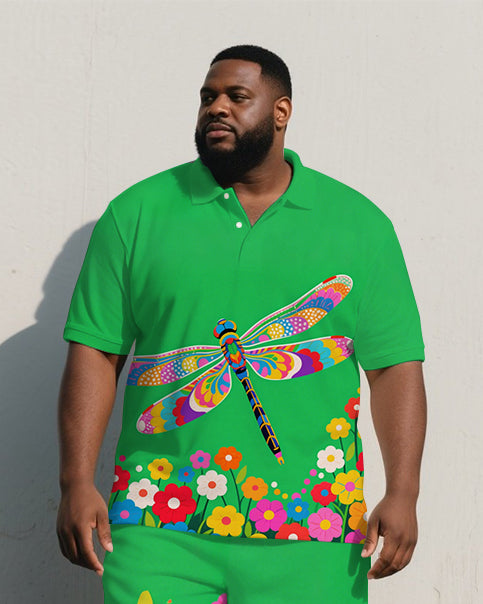 Big & Tall Floral Polo Shorts Set for big men view 2