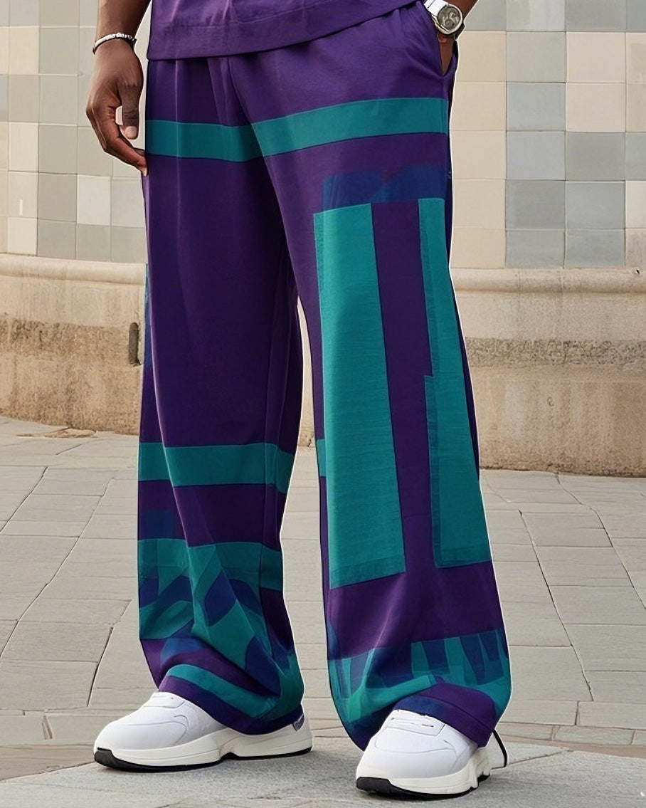 Big & Tall Colorblock Graphic Vest Pants Set for big men view 3