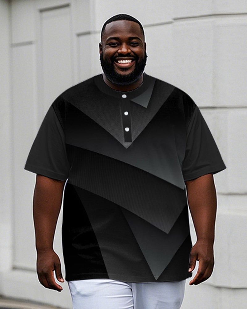 Big & Tall Black Gray Gradient T-Shirt for big men view 1