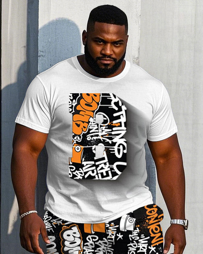 Big & Tall Streetwear T-Shirt Shorts Set for big men view 2