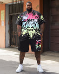Big & Tall Graphic Streetwear T-Shirt Shorts Set for big men view 1