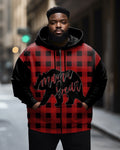Big & Tall Plaid Hoodie Sweatpants Set for big men