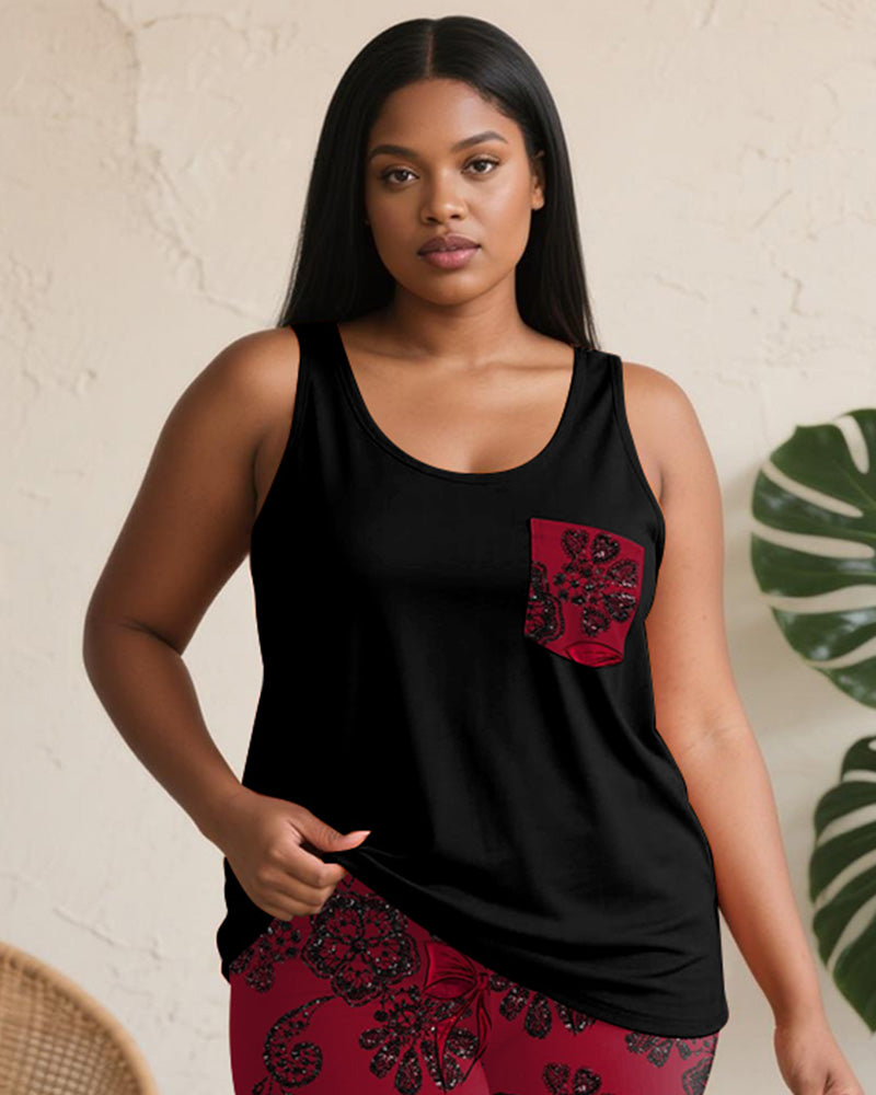 Big & Tall Red Graphic Two-piece Set for big men view 3