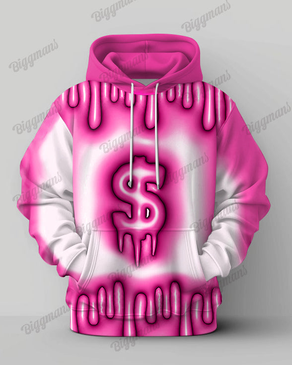 Big & Tall Pink Graphic Hoodie Sweatpants Set for big men view 2