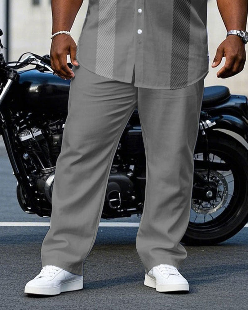 Big & Tall Gray Business Casual T-Shirt Pants Set for big men view 3