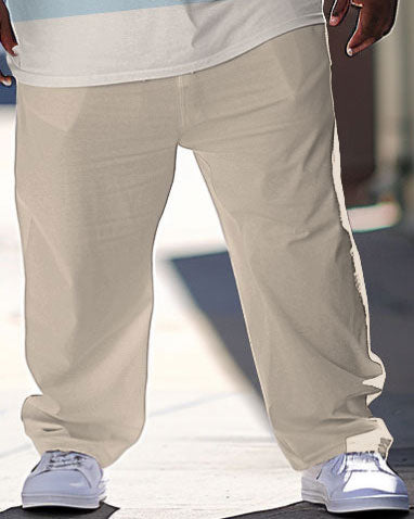 Big & Tall Colorblock Striped T-Shirt Pants Set for big men view 3