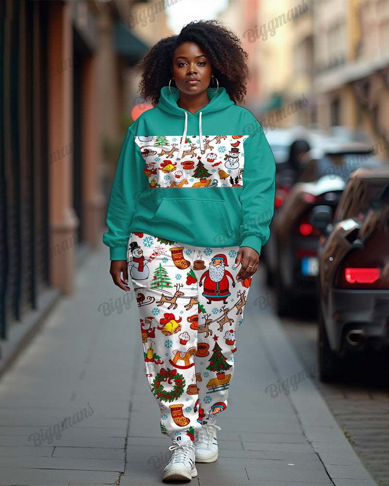 Big & Tall Patchwork Hoodie Sweatpants Set for big men view 6