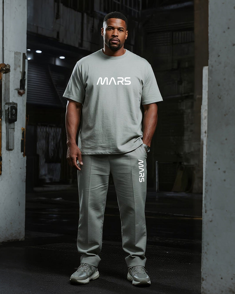 Big & Tall Gray Graphic T-Shirt Pants Set for big men view 1
