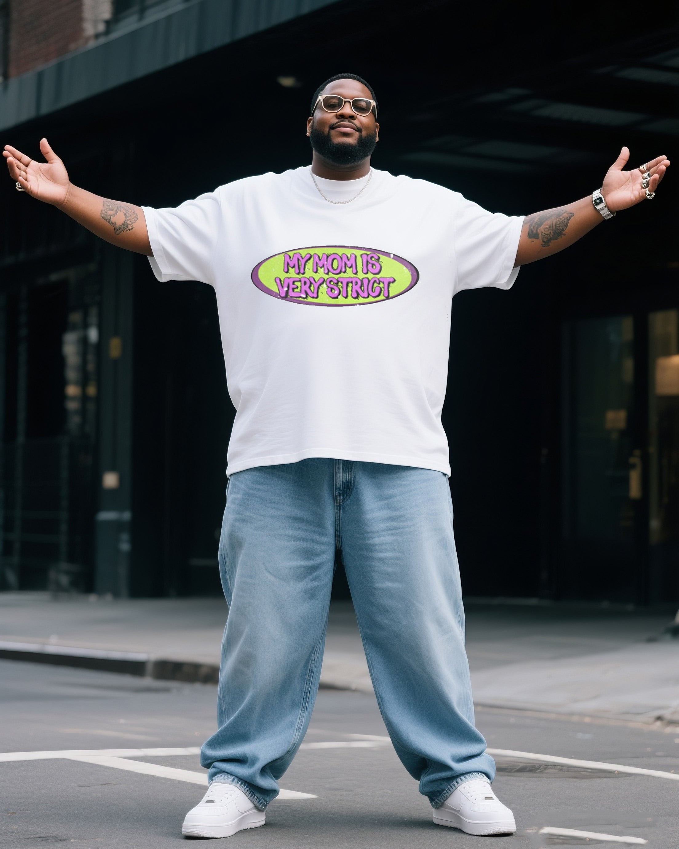 Big & Tall Denim T-Shirt Pants Set for big men view 1