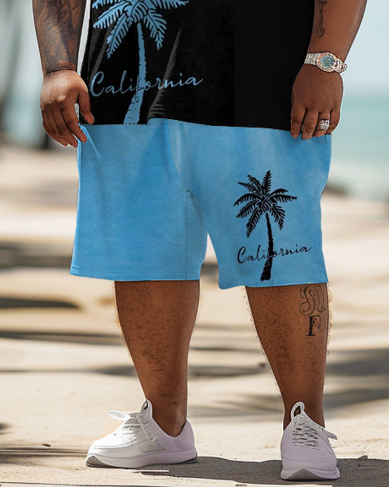 Big & Tall Hawaiian Graphic T-Shirt Shorts Set for big men view 3