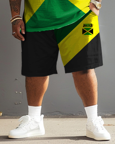 Big & Tall Geometric Athletic T-Shirt Shorts Set for big men view 3