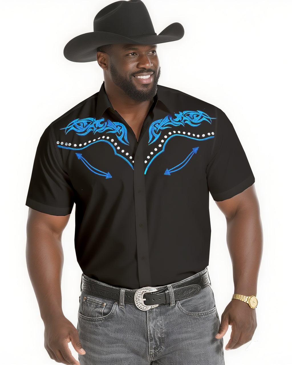 Big & Tall Western Short Sleeve Shirt for big men view 4