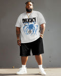 Big & Tall Graphic Graffiti T-Shirt Shorts Set for big men view 2