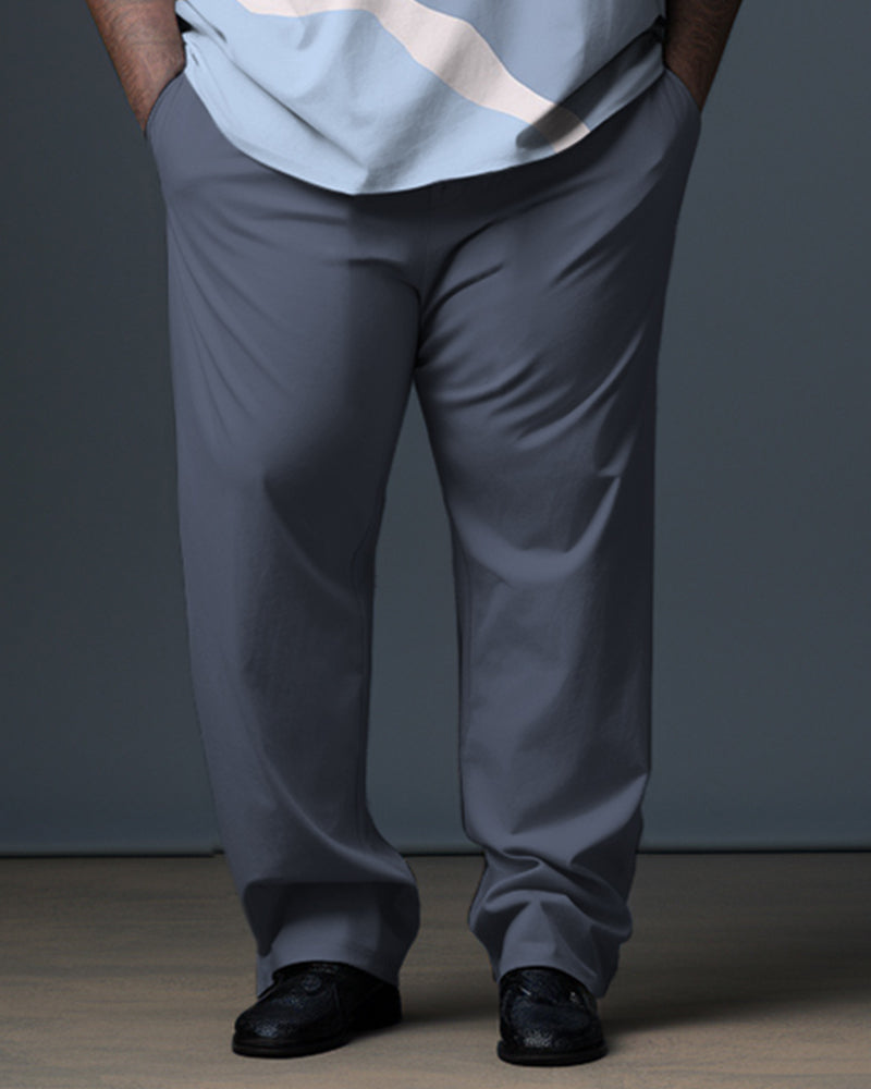 Big & Tall Blue Camouflage Polo Pants Set for big men view 3