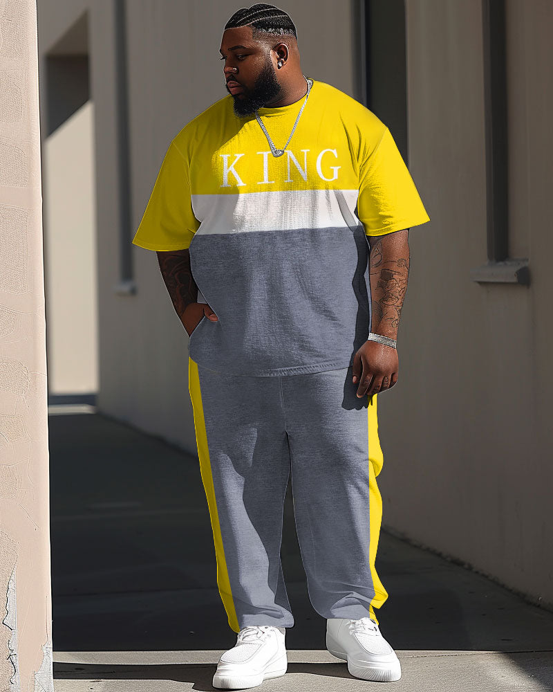 Big & Tall Graphic Streetwear Two-piece Set for big men view 1