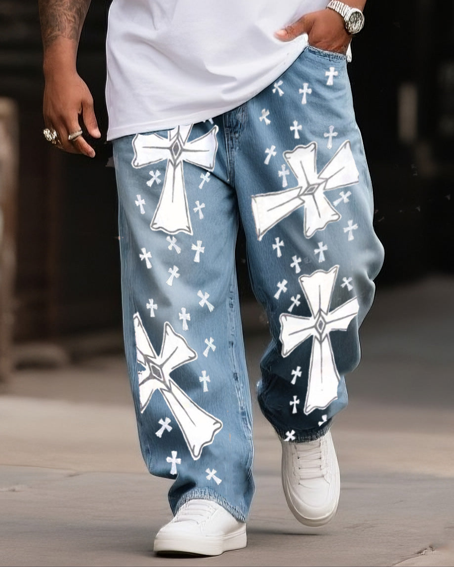 Big & Tall Denim Graphic Streetwear Jeans for big men view 1